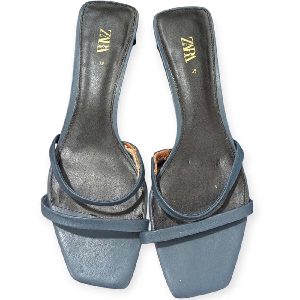 ZARA Block heel Blue Sandals Women's Size 39 (8.5) Summer Wedding Party Spring